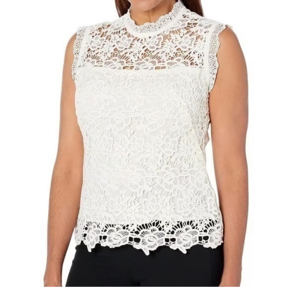 NWOT Nanette by Nanette Lepore White Embroidered Lace Blouse Top Shirt Size XL